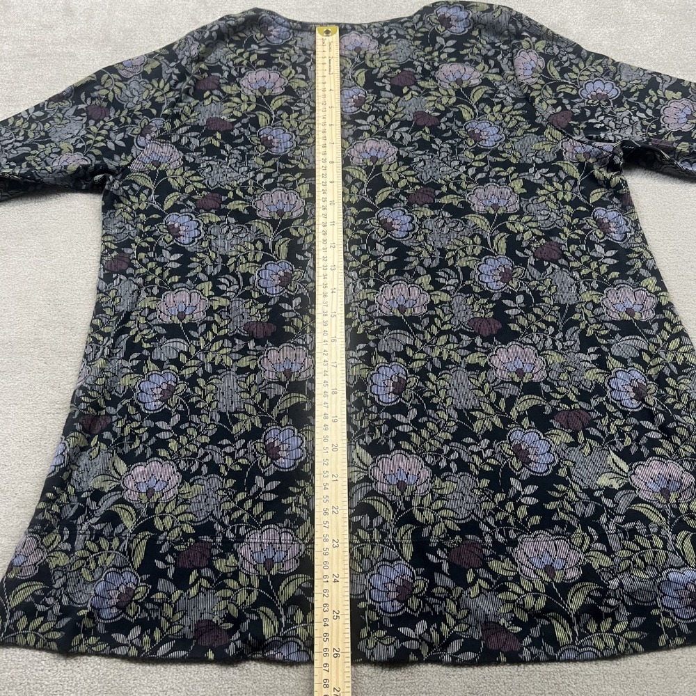 J. Jill T-Shirt Womens Large Black Floral Perfect Pima High-Low Long-Sleeve Tee - Picture 4 of 6